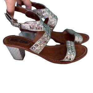 7 for all Mankind Studded Strap Block Heel Sandals Womens Size 7